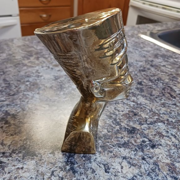 Vintage Heavy Brass Egyptian Queen  Nefertiti Mini Bust - Picture 3 of 9